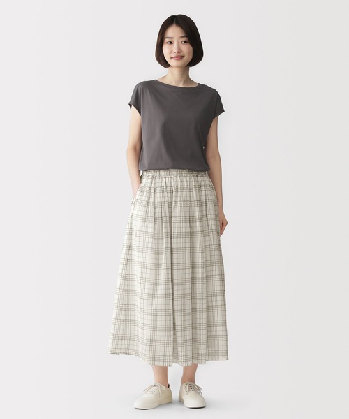 無印良品(ムジルシリョウヒン)の「婦人 強撚 ギャザースカート(スカート・レディース・ブラック/ダークグリーン/ホワイト系/ブラック系・S/L/M/XL)」の5枚目の写真