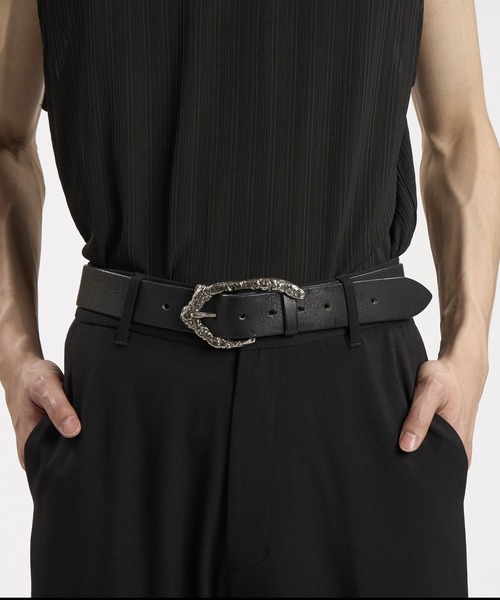 NO ID.（ノーアイディ）の「【NO ID.】Molten Buckle Leather Belt / モルテン バックル レザー ベルト（ベルト・メンズ・ブラック・ONE SIZE）」の5枚目の写真