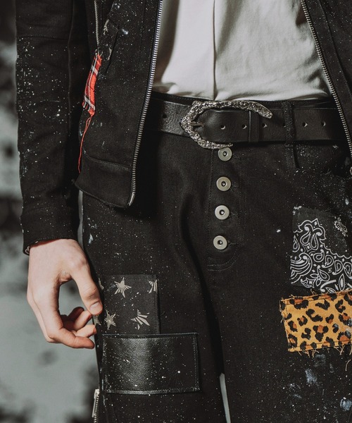 NO ID.（ノーアイディ）の「【NO ID.】Molten Buckle Leather Belt / モルテン バックル レザー ベルト（ベルト・メンズ・ブラック・ONE SIZE）」の2枚目の写真