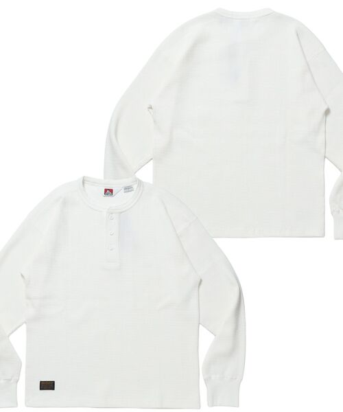 BEN DAVIS(ベンデイビス)の「【BEN DAVIS】WAFFLE L/S HENLEY / ワッフル ヘンリーネック ロンT ユニセックス 長袖 サーマル(Tシャツ/カットソー・メンズ・グレー/ブラウン/オフホワイト/ホワイト/ブラック・MEDIUM/X-LARGE/LARGE)」の2枚目の写真