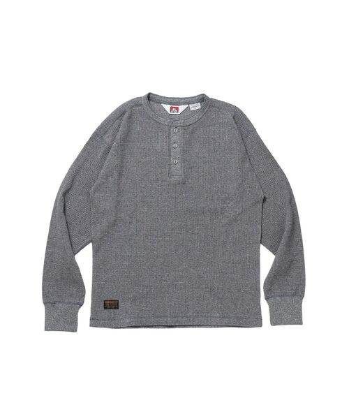 BEN DAVIS(ベンデイビス)の「【BEN DAVIS】WAFFLE L/S HENLEY / ワッフル ヘンリーネック ロンT ユニセックス 長袖 サーマル(Tシャツ/カットソー・メンズ・グレー/ブラウン/オフホワイト/ホワイト/ブラック・MEDIUM/X-LARGE/LARGE)」の14枚目の写真