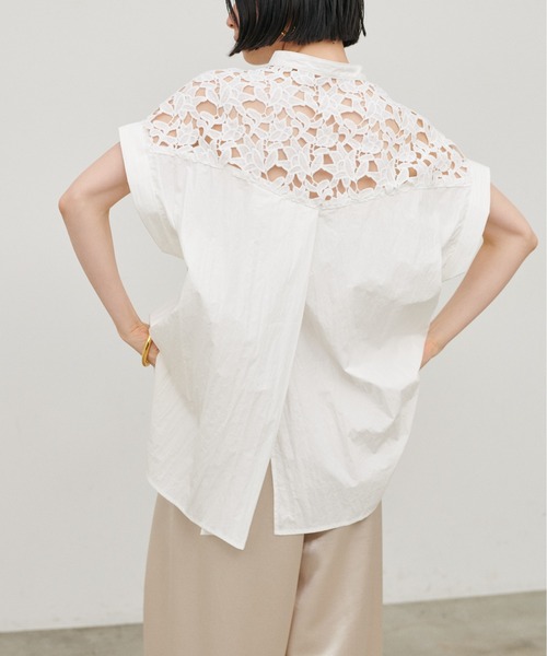 LARUTA(ラルータ)の「【LARUTA】刺繍レースドロップショルダーシャツ(シャツ/ブラウス・レディース・カーキ/オフホワイト/ブラック/ストライプ・FREE)」の10枚目の写真