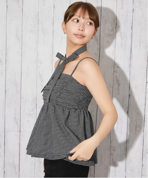 GORGE(ゴージ)の「《シャーリング・ホルターリボン》キャミソール/Y2K/春夏/全4色(キャミソール・レディース・ブラック系/ホワイト系/サックスブルー/オフホワイト・F)」の22枚目の写真