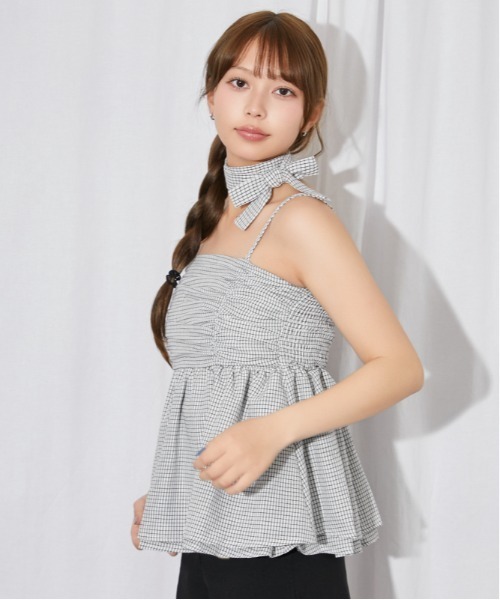 GORGE(ゴージ)の「《シャーリング・ホルターリボン》キャミソール/Y2K/春夏/全4色(キャミソール・レディース・ブラック系/ホワイト系/サックスブルー/オフホワイト・F)」の17枚目の写真