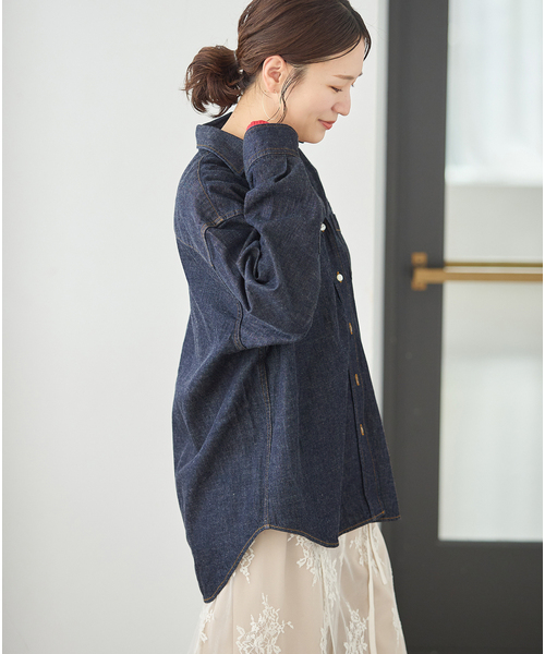 JOURNAL STANDARD(ジャーナルスタンダード)の「コーンデニムライトオンス シャツ(シャツ/ブラウス・レディース・ブルー系その他/ネイビー・FREE)」の10枚目の写真