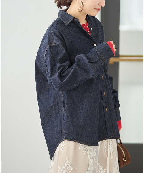 JOURNAL STANDARD(ジャーナルスタンダード)の「コーンデニムライトオンス シャツ(シャツ/ブラウス・レディース・ブルー系その他/ネイビー・FREE)」の9枚目の写真