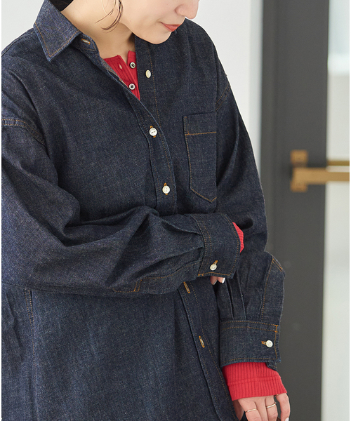 JOURNAL STANDARD(ジャーナルスタンダード)の「コーンデニムライトオンス シャツ(シャツ/ブラウス・レディース・ブルー系その他/ネイビー・FREE)」の8枚目の写真