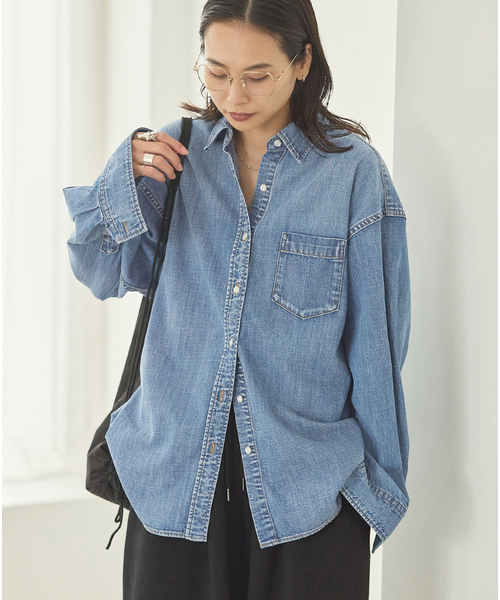 JOURNAL STANDARD(ジャーナルスタンダード)の「コーンデニムライトオンス シャツ(シャツ/ブラウス・レディース・ブルー系その他/ネイビー・FREE)」の3枚目の写真