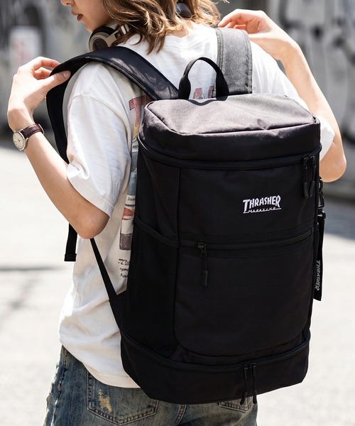 THRASHER/スラッシャー】チャーム付き 大容量ボックスリュック 30L