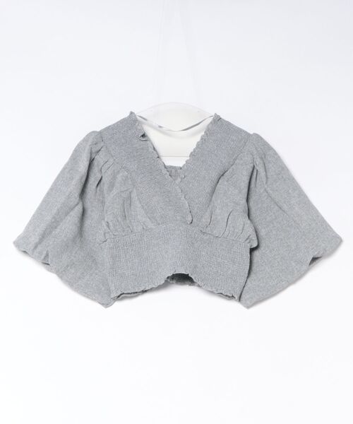 EMODA（エモダ）の「SHIRRING MINI TOP（Tシャツ/カットソー・レディース・グレー/ベージュ・FREE）」の3枚目の写真
