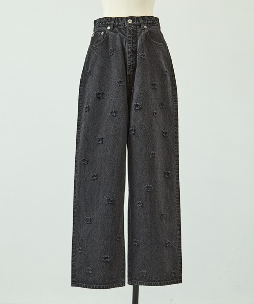 INSCRIRE(アンスクリア)の「INSCRIRE Dot Hole Denim Pants(デニムパンツ・レディース・ブラック/ブルー・30/31/28/29)」の12枚目の写真