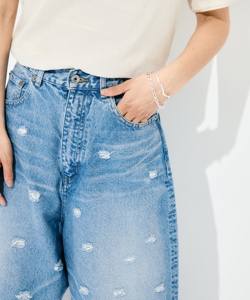 INSCRIRE(アンスクリア)の「INSCRIRE Dot Hole Denim Pants(デニムパンツ・レディース・ブラック/ブルー・30/31/28/29)」の8枚目の写真
