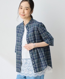 DECOY SINCE 1981 | 【ひやさらコットン】チェックバンドカラーブラウス【綿100%・接触冷感】(シャツ/ブラウス)