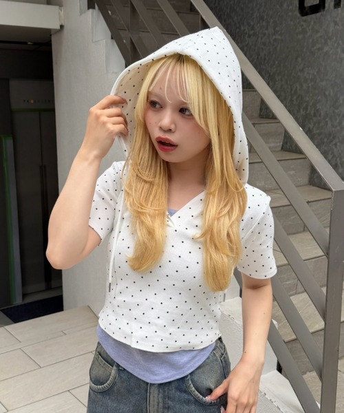 continuer de NICE CLAUP(コンティニューデナイスクラップ)の「キラロゴスキッパーPK(Tシャツ/カットソー・レディース・ブラック/その他12/ドット・FREE)」の1枚目の写真