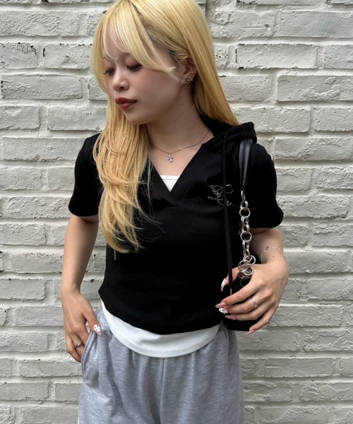 continuer de NICE CLAUP(コンティニューデナイスクラップ)の「キラロゴスキッパーPK(Tシャツ/カットソー・レディース・ブラック/その他12/ドット・FREE)」の2枚目の写真