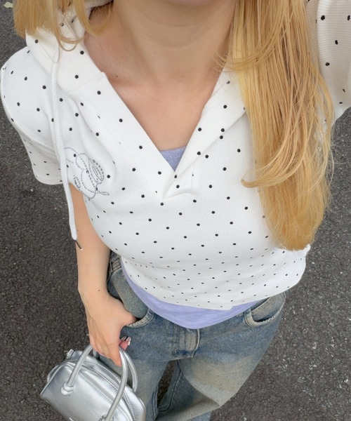 continuer de NICE CLAUP(コンティニューデナイスクラップ)の「キラロゴスキッパーPK(Tシャツ/カットソー・レディース・ブラック/その他12/ドット・FREE)」の4枚目の写真