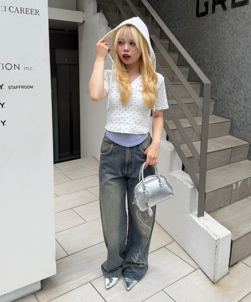 continuer de NICE CLAUP(コンティニューデナイスクラップ)の「キラロゴスキッパーPK(Tシャツ/カットソー・レディース・ブラック/その他12/ドット・FREE)」の6枚目の写真