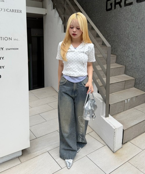 continuer de NICE CLAUP(コンティニューデナイスクラップ)の「キラロゴスキッパーPK(Tシャツ/カットソー・レディース・ブラック/その他12/ドット・FREE)」の11枚目の写真