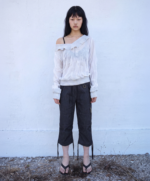 SOMSOC(ソムソック)の「DAZE MIXED DENIM CAPRI PANTS_BLACK(その他パンツ・レディース・その他・FREE)」の1枚目の写真