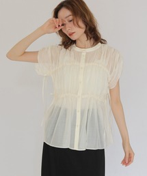 【CLEIO】ギャザーシアーブラウス GATHERED SHEER BLOUSE