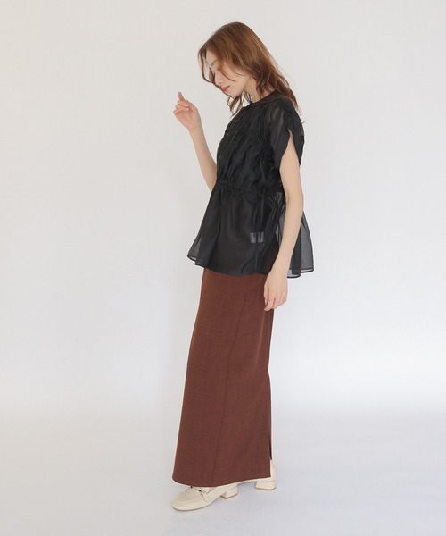 CLEIO(クレイオ)の「【CLEIO】ギャザーシアーブラウス GATHERED SHEER BLOUSE(シャツ/ブラウス・レディース・アイボリー/ブラウン/ブラック・FREE)」の10枚目の写真
