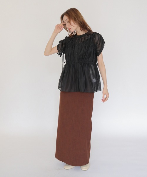 CLEIO(クレイオ)の「【CLEIO】ギャザーシアーブラウス GATHERED SHEER BLOUSE(シャツ/ブラウス・レディース・アイボリー/ブラウン/ブラック・FREE)」の8枚目の写真