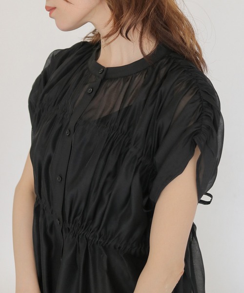 CLEIO(クレイオ)の「【CLEIO】ギャザーシアーブラウス GATHERED SHEER BLOUSE(シャツ/ブラウス・レディース・アイボリー/ブラウン/ブラック・FREE)」の6枚目の写真