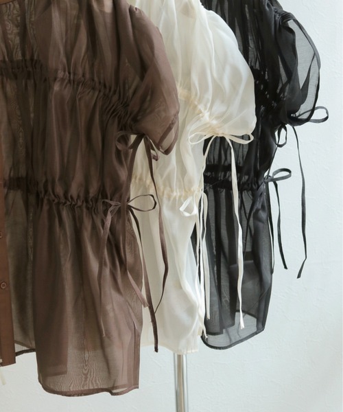 CLEIO(クレイオ)の「【CLEIO】ギャザーシアーブラウス GATHERED SHEER BLOUSE(シャツ/ブラウス・レディース・アイボリー/ブラウン/ブラック・FREE)」の12枚目の写真
