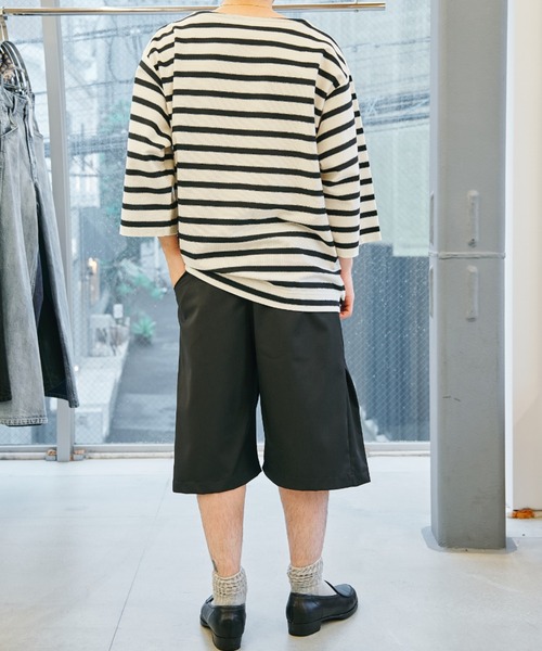 CONZ(コンズ)の「curve leg wide shorts/ショートパンツ/夏服/カーブシルエット/CONZ(スラックス・メンズ・ブラック/カーキ/グレー・3/2)」の6枚目の写真