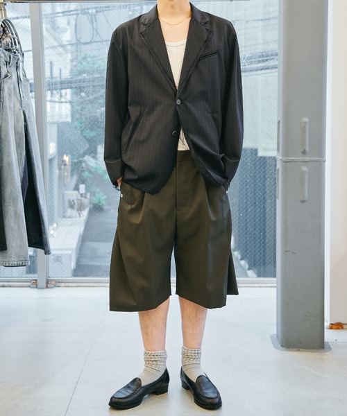 CONZ(コンズ)の「curve leg wide shorts/ショートパンツ/夏服/カーブシルエット/CONZ(スラックス・メンズ・ブラック/カーキ/グレー・3/2)」の8枚目の写真