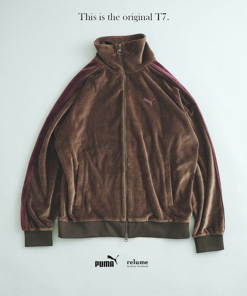 JOURNAL STANDARD relume(ジャーナルスタンダード レリューム)の「《追加》PUMA / プーマ 別注 ”T7” ベロア トラックジャケット(その他トップス・メンズ・ブラウン系その他/ネイビー/ブラウン・MEDIUM/LARGE)」の1枚目の写真