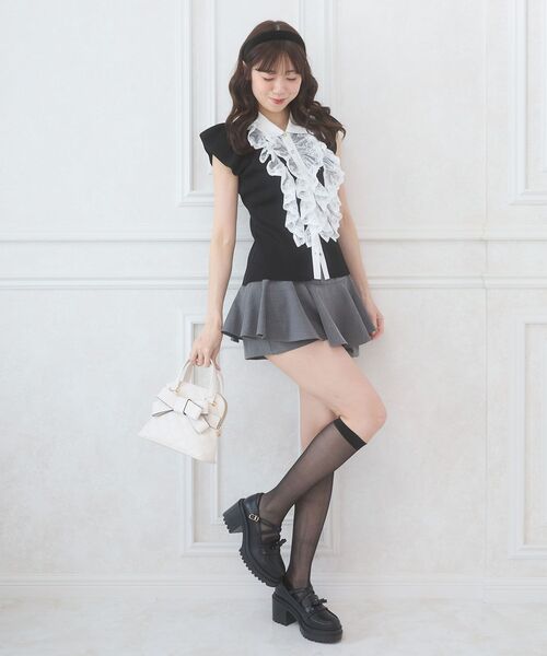 MAJESTIC LEGON(マジェスティックレゴン)の「レイヤードライクフレアショートスカパン(スカート・レディース・ホワイト系その他2/グレー/ブラック系その他・MEDIUM)」の17枚目の写真