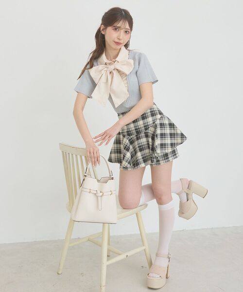 MAJESTIC LEGON(マジェスティックレゴン)の「レイヤードライクフレアショートスカパン(スカート・レディース・ホワイト系その他2/グレー/ブラック系その他・MEDIUM)」の22枚目の写真