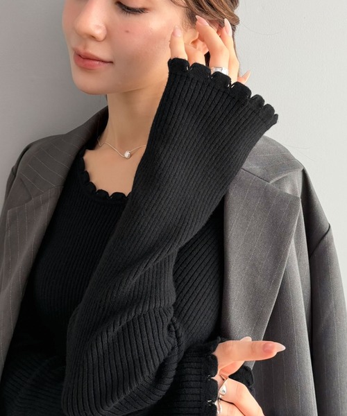 mily bilet(ミウィビレット)の「【mily bilet】すっきりシルエットで華やかに映える♪スカラップデザイン配色ニットトップス(ニット/セーター・レディース・レッド/アイボリー/ブラウン/ブラック・LARGE/MEDIUM/SMALL/X-LARGE)」の22枚目の写真