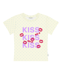 KISS KISS KISSプリントドットスリムフィット半袖Tシャツレモン