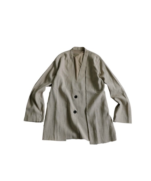 antiqua(アンティカ)の「2WAY スリットスリーブ ケープ風 ノーカラージャケット(ノーカラージャケット・レディース・ブラック/ベージュ・ONESIZE)」の11枚目の写真