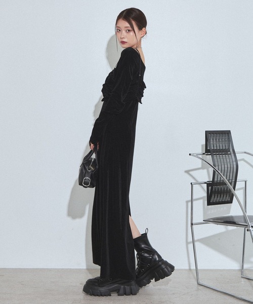 PAGEBOY（ページボーイ）の「クールベロアセットワンピース【接触冷感/ビスチェセット】（ワンピース・レディース・ブラウン/ブラック・FREE）」の4枚目の写真