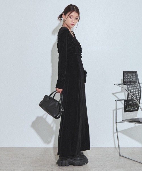 PAGEBOY（ページボーイ）の「クールベロアセットワンピース【接触冷感/ビスチェセット】（ワンピース・レディース・ブラウン/ブラック・FREE）」の6枚目の写真