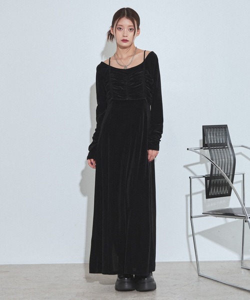 PAGEBOY（ページボーイ）の「クールベロアセットワンピース【接触冷感/ビスチェセット】（ワンピース・レディース・ブラウン/ブラック・FREE）」の7枚目の写真
