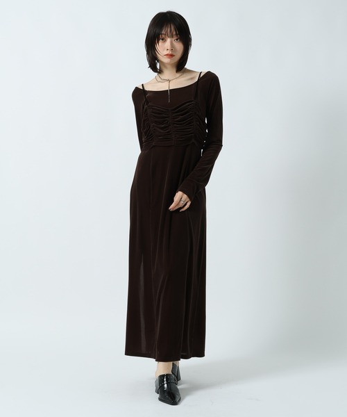 PAGEBOY（ページボーイ）の「クールベロアセットワンピース【接触冷感/ビスチェセット】（ワンピース・レディース・ブラウン/ブラック・FREE）」の17枚目の写真