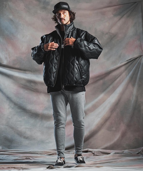 ANGENEHM(アンゲネーム)の「mj11788-Synthetic Leather Wave-Quilted Padded Jacket シンセティックレザースタンドジャケット(AG07-015acg)(その他アウター・メンズ・ブラック・S/M/L)」の9枚目の写真