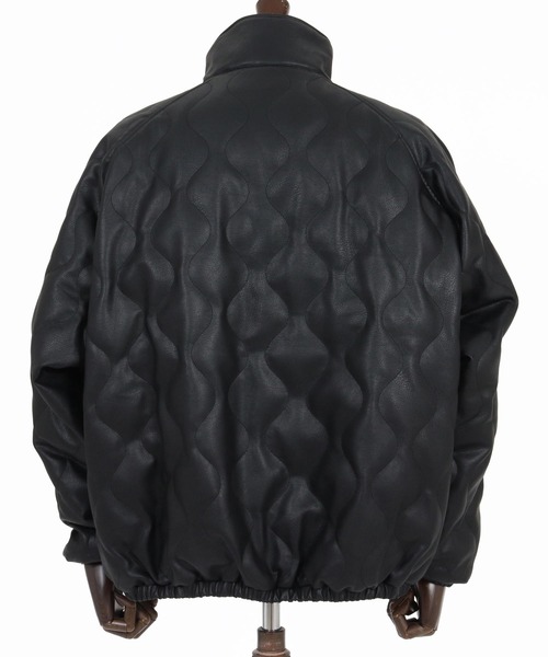 ANGENEHM(アンゲネーム)の「mj11788-Synthetic Leather Wave-Quilted Padded Jacket シンセティックレザースタンドジャケット(AG07-015acg)(その他アウター・メンズ・ブラック・S/M/L)」の15枚目の写真