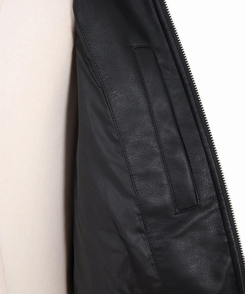 ANGENEHM(アンゲネーム)の「mj11788-Synthetic Leather Wave-Quilted Padded Jacket シンセティックレザースタンドジャケット(AG07-015acg)(その他アウター・メンズ・ブラック・S/M/L)」の13枚目の写真