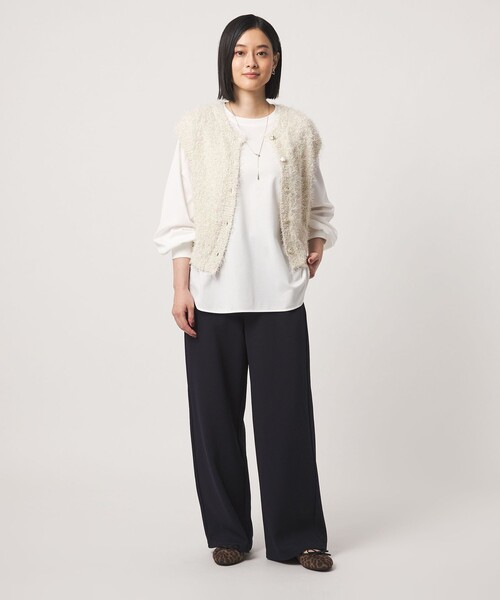 A DAY IN THE LIFE UNITED ARROWS(アデイインザライフユナイテッドアローズ)の「ラメフェザーボタンベスト 2WAY -ウォッシャブル- <A DAY IN THE LIFE>(ニット/セーター・レディース・ブラック/グレー系/オフホワイト/ブラウン系・FREE)」の20枚目の写真