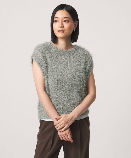 A DAY IN THE LIFE UNITED ARROWS(アデイインザライフユナイテッドアローズ)の「ラメフェザーボタンベスト 2WAY -ウォッシャブル- <A DAY IN THE LIFE>(ニット/セーター・レディース・ブラック/グレー系/オフホワイト/ブラウン系・FREE)」の21枚目の写真