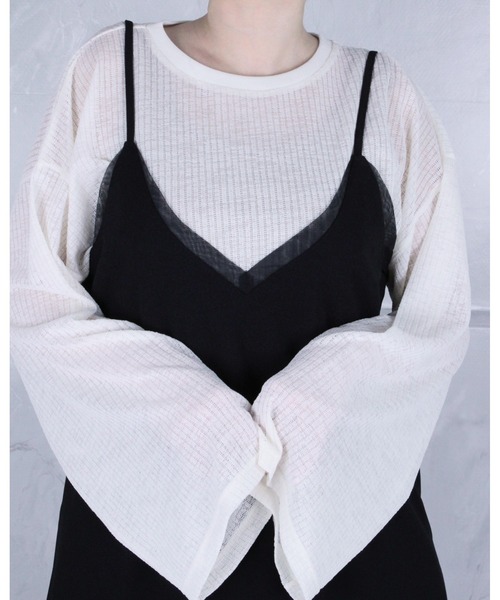 amini(アミニ)の「チュールドッキングジョーゼットキャミワンピ(ワンピース・レディース・ブラウン/ブラック/グレイッシュベージュ・MEDIUM)」の14枚目の写真