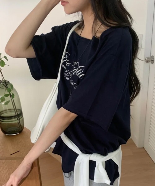 LOENNE(ロエヌ)の「Lettering Off-Shoulder Tee / レタリングオフショルダーTシャツ(Tシャツ/カットソー・レディース・ネイビー/ホワイト・FREE)」の16枚目の写真