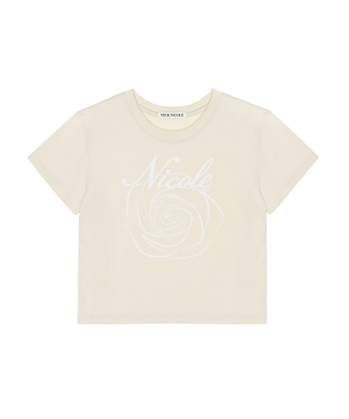 NICK&NICOLE(ニックアンドニコール)の「NICOLE ROSE CROP TOP_BEIGE(Tシャツ/カットソー・レディース・その他・FREE)」の1枚目の写真