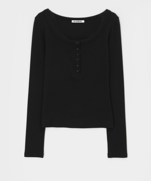 BLACKUP（ブラックアップ）の「[MADE] カールヘンリーネック長袖Tシャツ（Tシャツ/カットソー・レディース・ブラック/ホワイト系/ブラウン・FREE）」の14枚目の写真