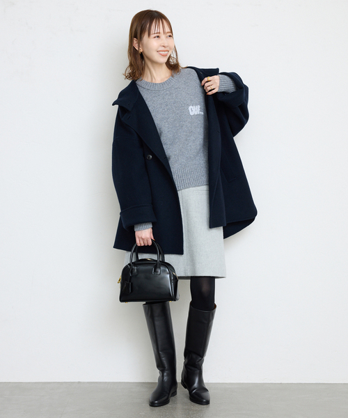 SLOBE IENA(スローブイエナ)の「《WEB・一部店舗限定/追加》souple woolダブルフェイススタンドコート(その他アウター・レディース・ネイビー/カーキ・FREE)」の4枚目の写真